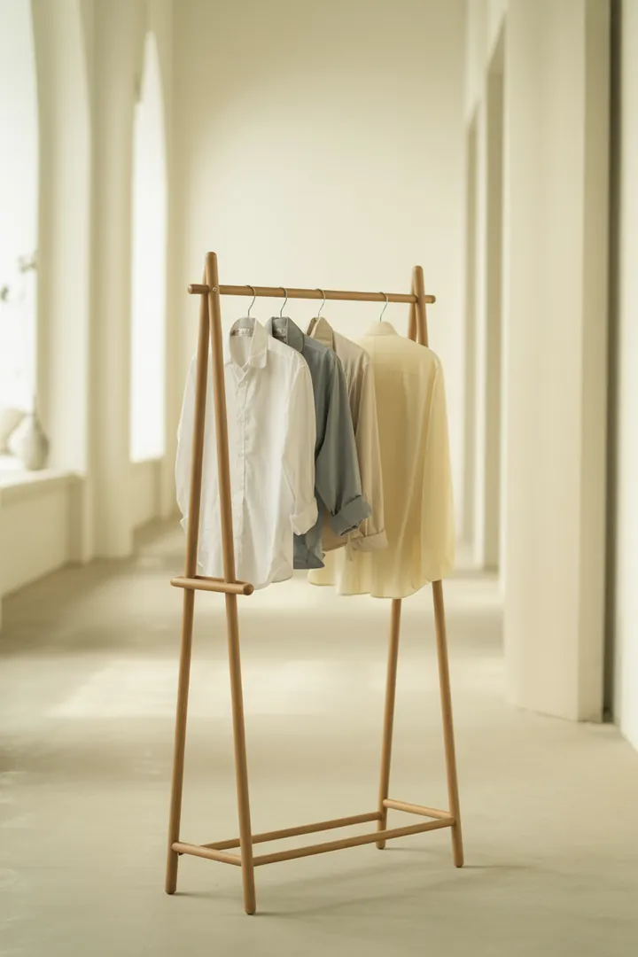 Kleiderständer als flexible, freistehende Garderobe ohne Bohren, ideal für WG und Mietwohnung bei häufigem Umstellen.