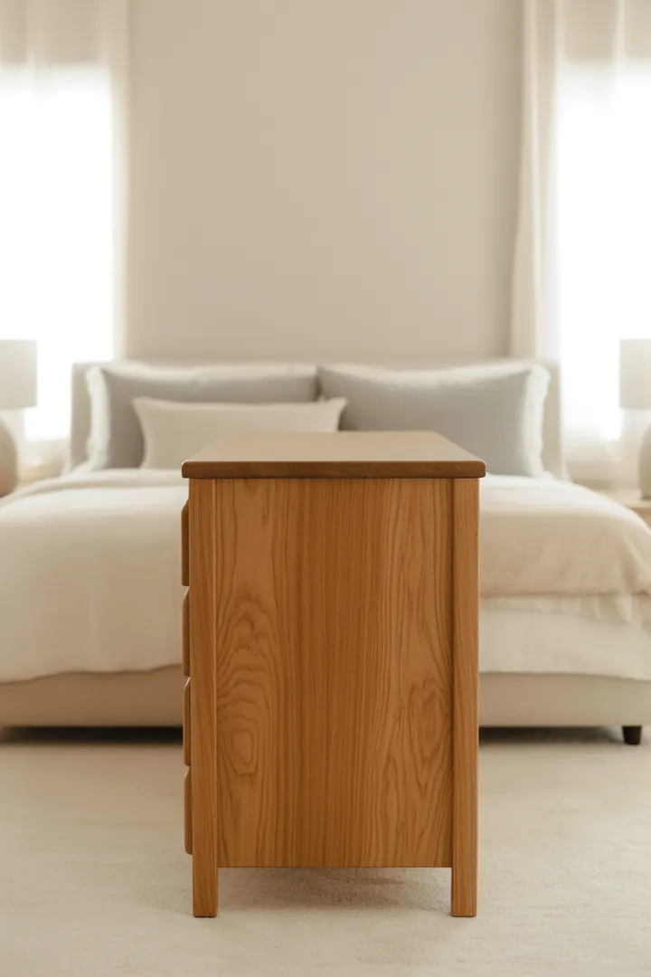 Kommode mit Schubladen für übersichtliche Aufbewahrung von Kleidung und Kleinteilen, ohne große Tiefe im Raum.