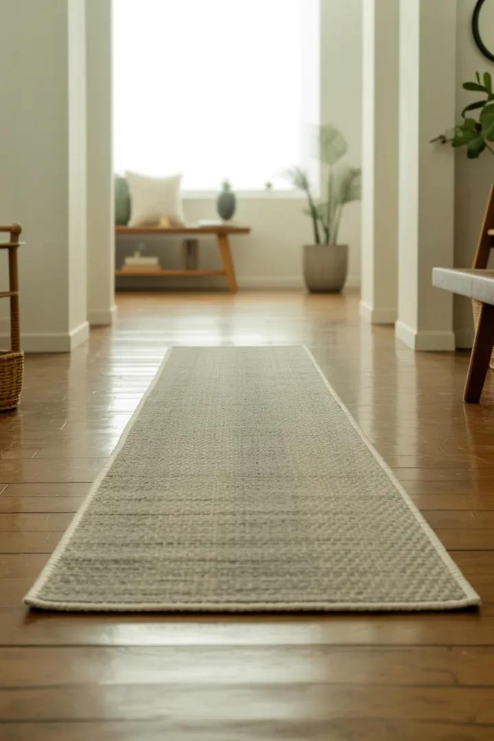 Rutschfester Läufer als Sicherheits-Upgrade im Flur, mit bodenverträglicher Anti-Rutsch-Lösung und flachen Kanten gegen Stolpern.