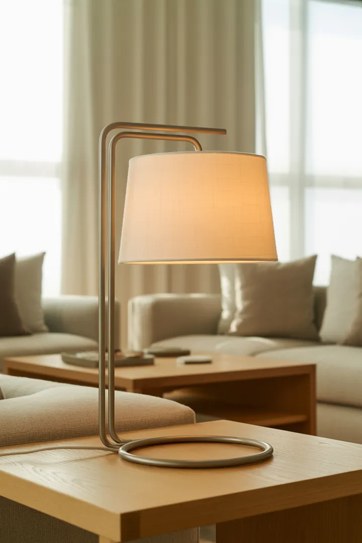 Leselampe als gerichtetes, verstellbares Licht zum Lesen, ideal dimmbar und so positioniert, dass es nicht blendet.