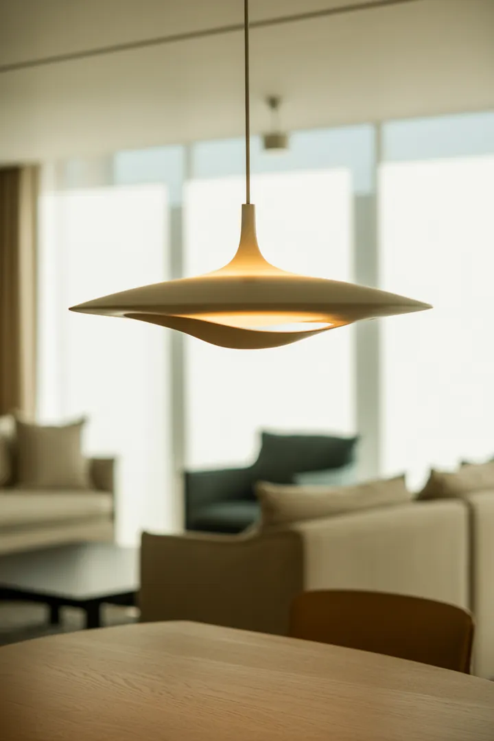 Pendelleuchte über dem Esstisch als Zonen-Licht für den Essbereich, ideal warm und dimmbar mit blendfreiem Schirm und passender Hängehöhe.