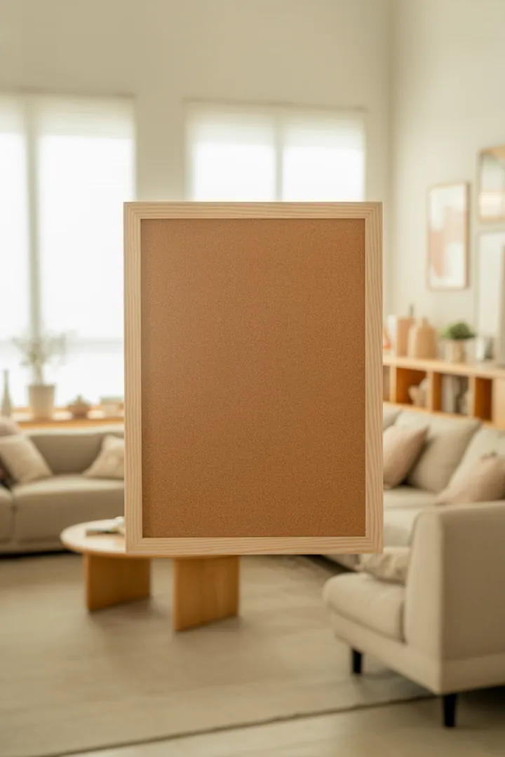 Pinnwand als zentrale Organisationsfläche für Notizen und Termine, ideal an einem festen, gut sichtbaren Platz, um Zettelchaos zu reduzieren.