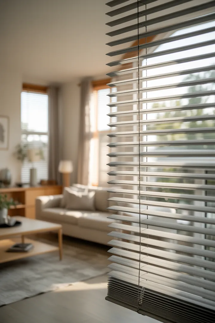 Plissee als flexibler Sicht- und Sonnenschutz, oft top-down verstellbar und platzsparend direkt am Fensterrahmen.