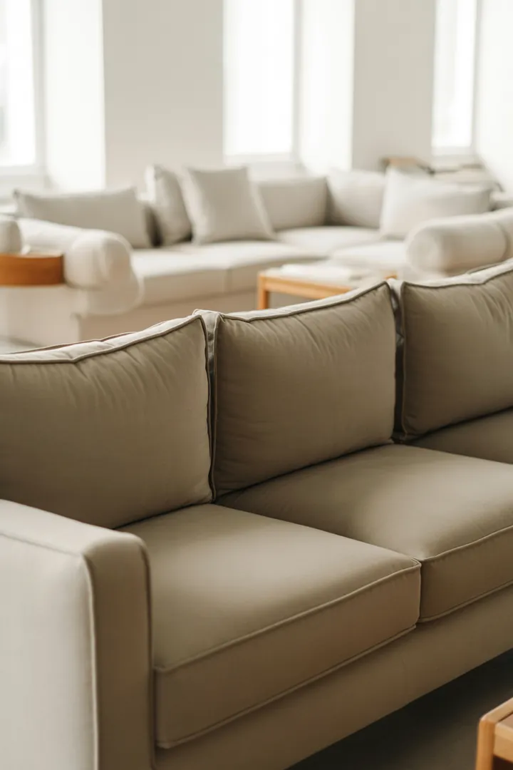 3-Sitzer Sofa als zentrale Sitzbasis im Wohnzimmer für mehrere Personen und häufige Nutzung.