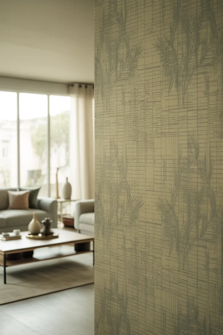 Tapete als Akzentwand, um eine Möbelzone zu rahmen, mit passender Mustergröße und sauberem Untergrund, damit die Wand ruhig wirkt statt unruhig.