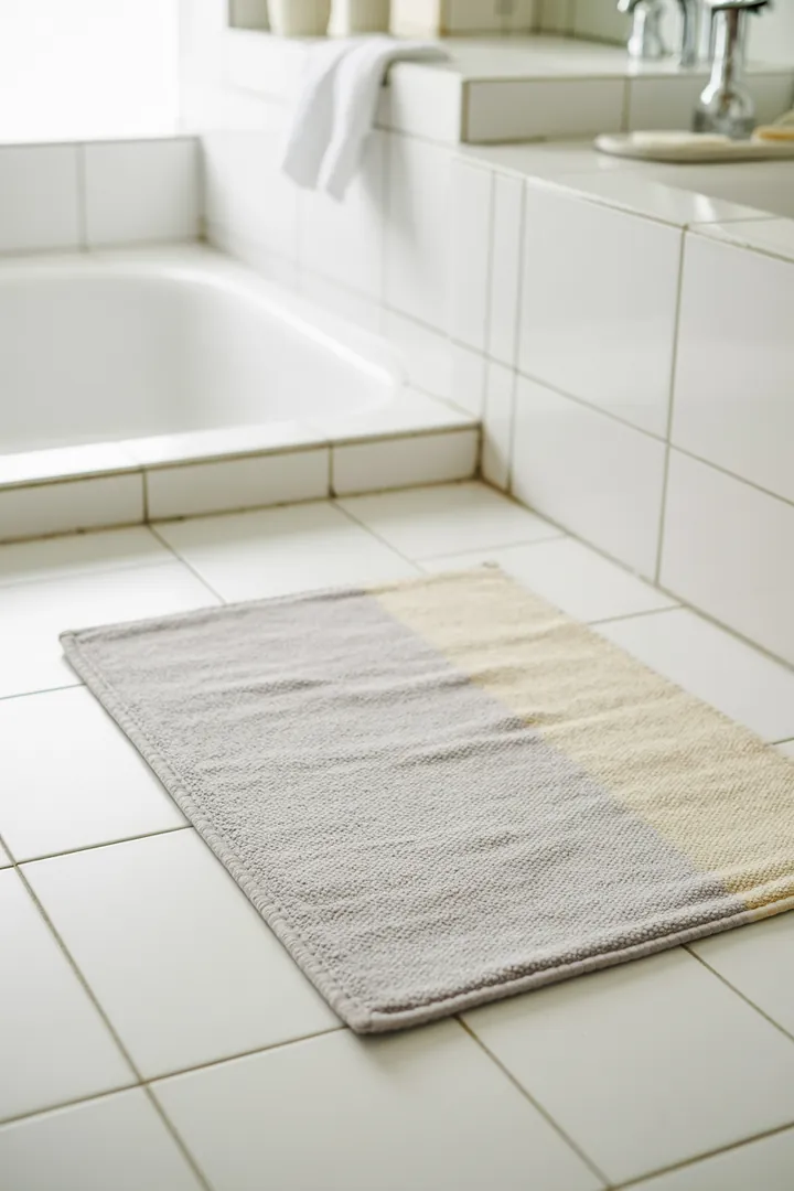 Badteppich als weiche, rutschfeste Lösung gegen kalte Fliesen, ideal waschbar und schnell trocknend für bessere Hygiene.
