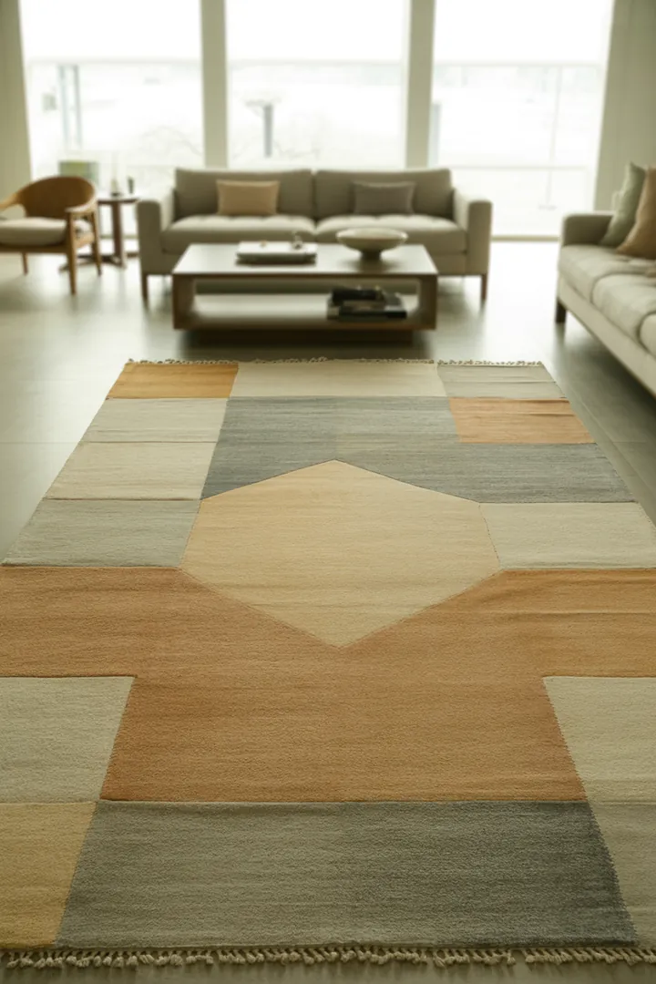 Wohnzimmerteppich als Zonen- und Schallschutz, ideal in passender Größe zur Sofa-Ecke und mit rutschhemmender Unterlage für mehr Ruhe und Sicherheit.