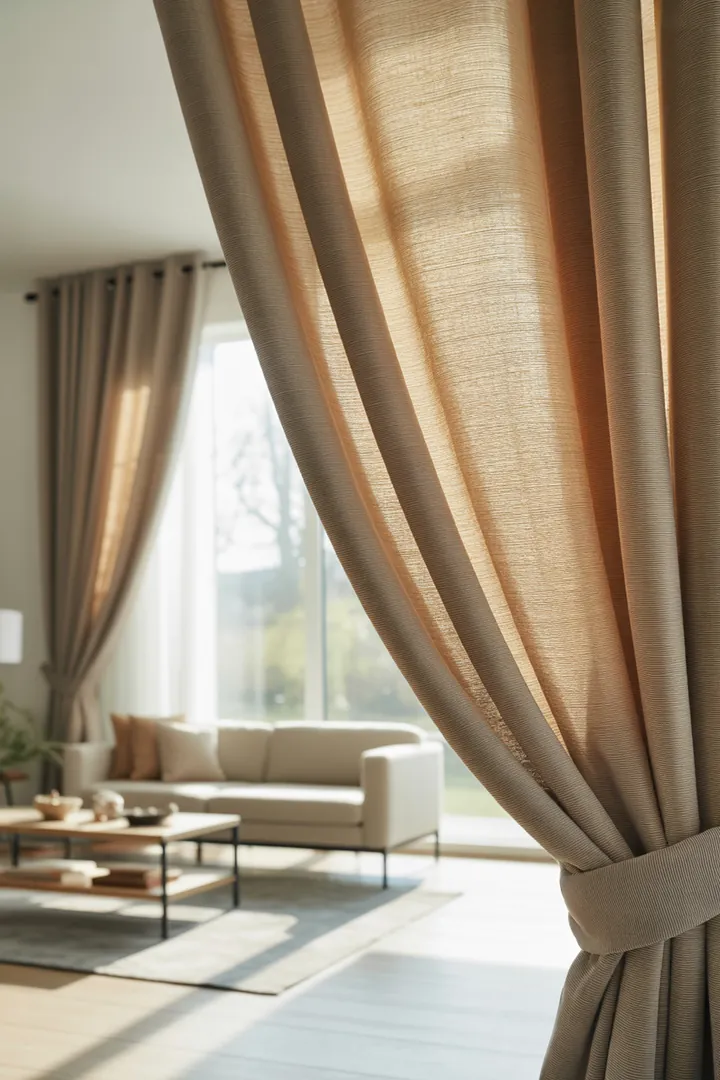 Thermovorhang als Zugluft- und Kältepuffer an Fenstern oder Türen, besonders im Altbau wirksam bei dichter, breiter Montage.