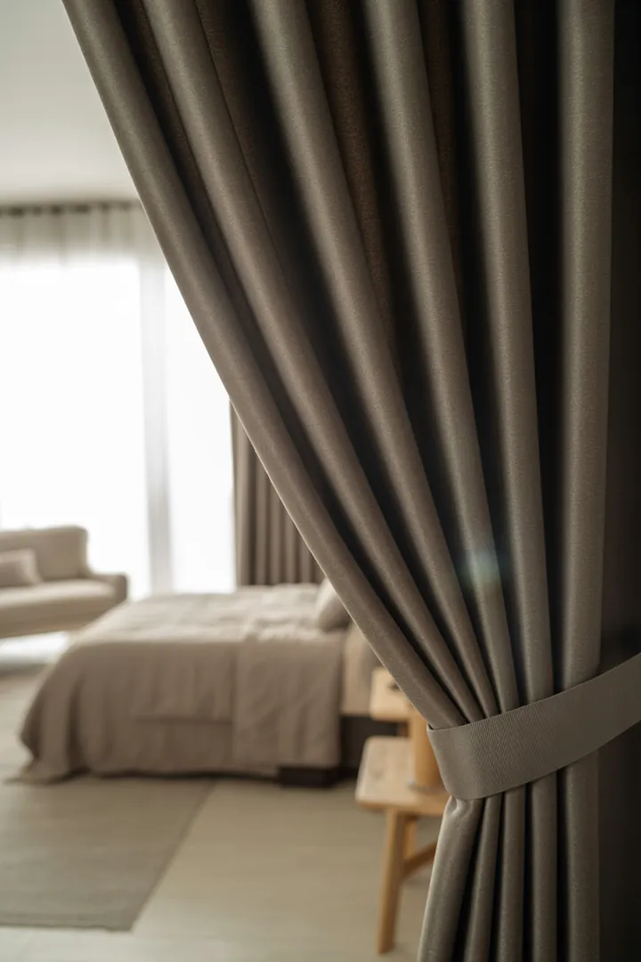 Verdunkelungsvorhang fürs Schlafzimmer als starker Lichtschutz, besser wirksam mit Überlappung und breiter Montage zur Reduktion seitlicher Lichtspalten.