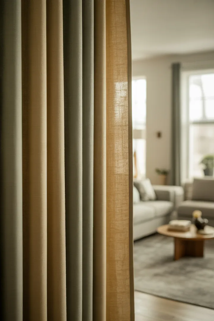 Blickdichter Vorhang als Privatsphäre-Lösung am Fenster, der den Raum beruhigt und bei guter Breite seitliche Einblicke reduziert.