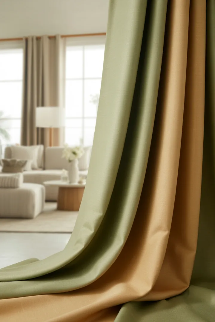 Vorhangstoff als Meterware für passgenaue Vorhänge, mit Fokus auf Transparenz, Stoffgewicht für guten Fall und pflegeleichte Eigenschaften vor dem Zuschnitt.