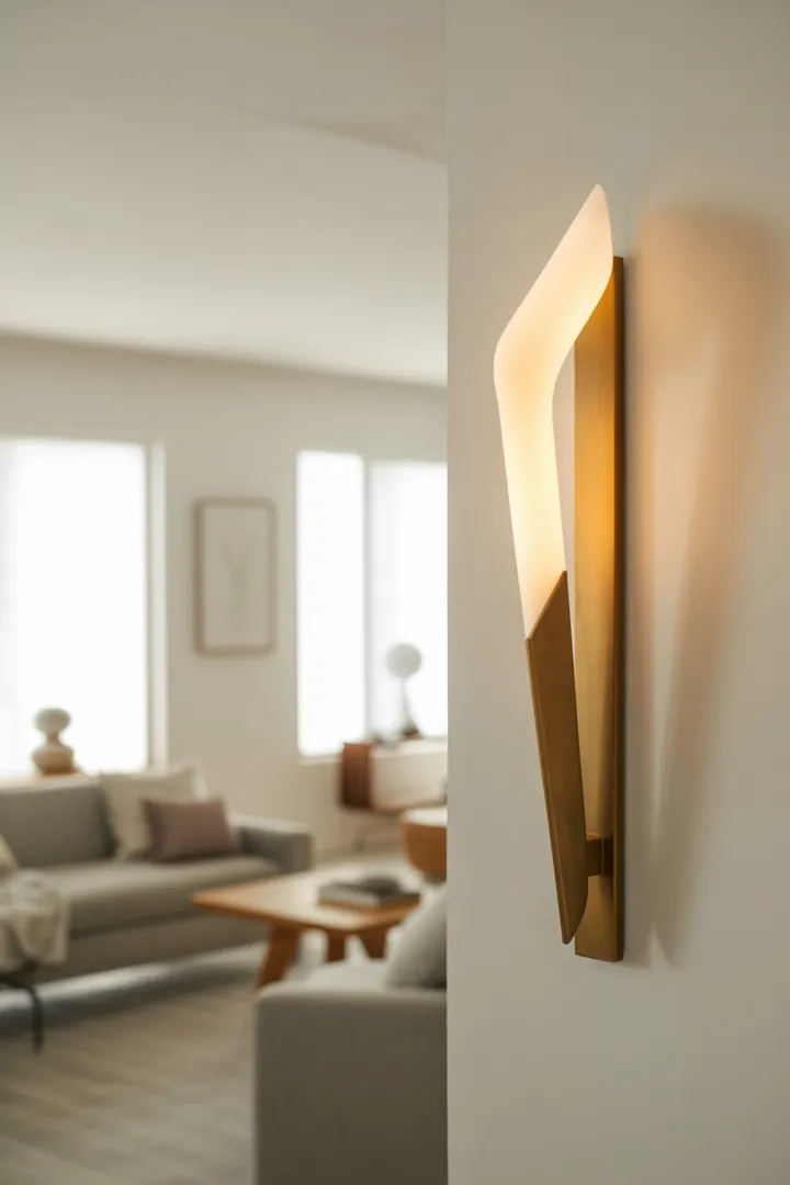 Wandleuchte als platzsparendes Akzent- oder Zonenlicht, das ohne Stellfläche auskommt und Räume abends weicher und strukturierter macht.
