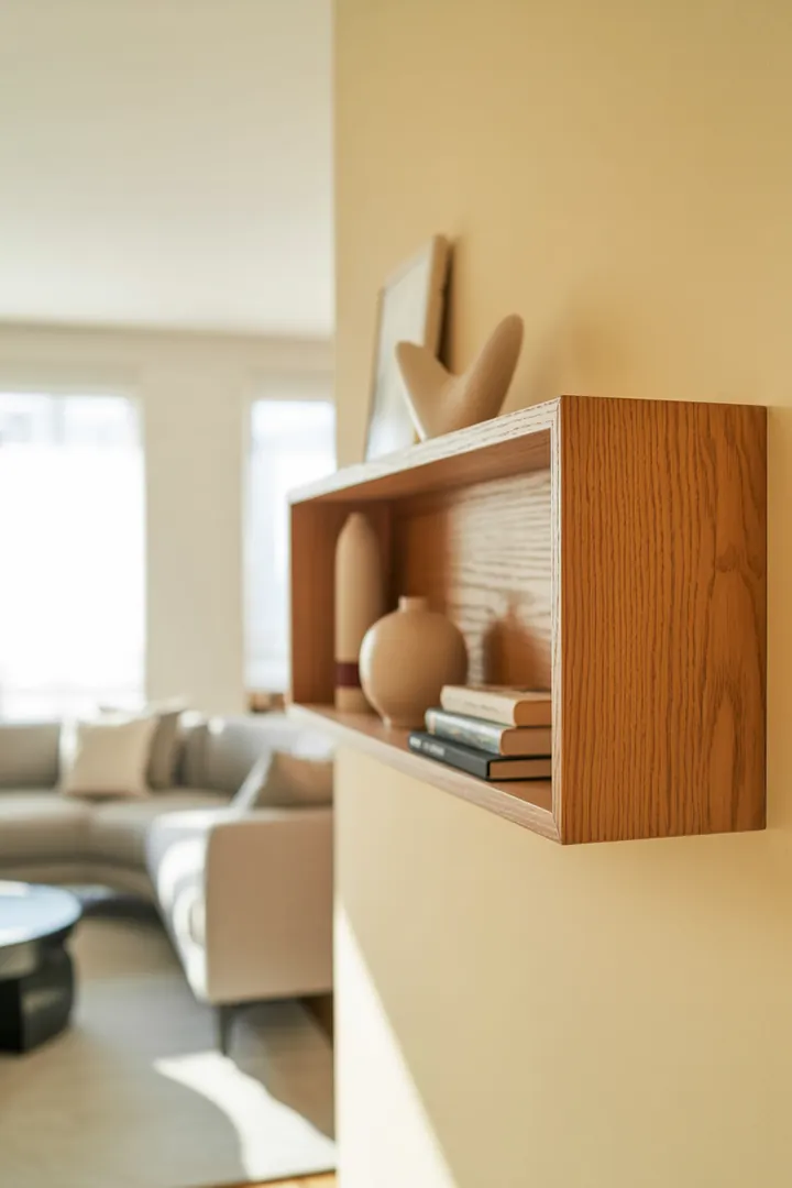 Wandregal als platzsparende Deko-Ablage, mit ausreichender Tragkraft und sinnvoller Tiefe, damit es nicht in den Laufweg ragt und leicht zu pflegen bleibt.